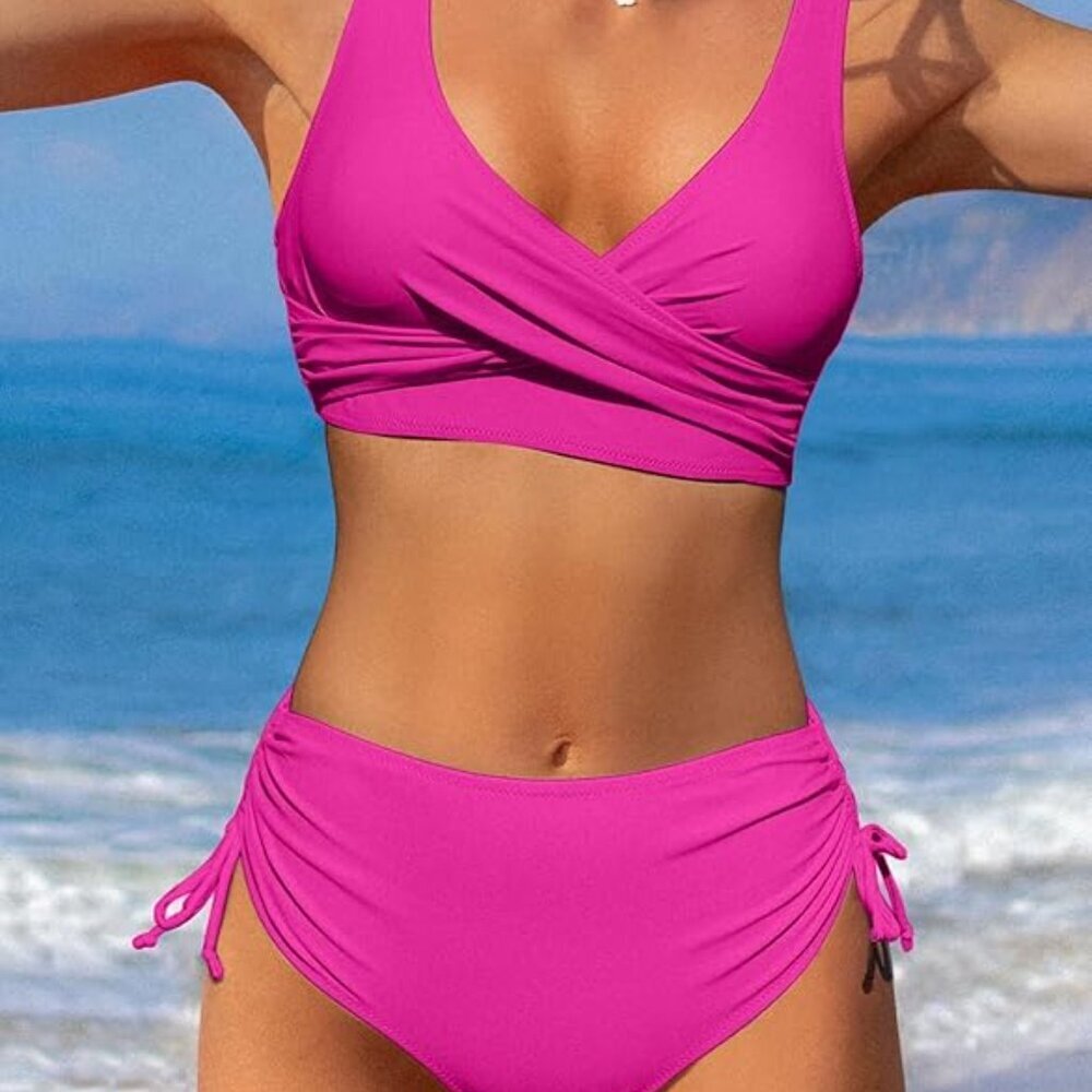 Women's High Waisted Bikini Twist Front Tie Back 2 Piece Swimsuits